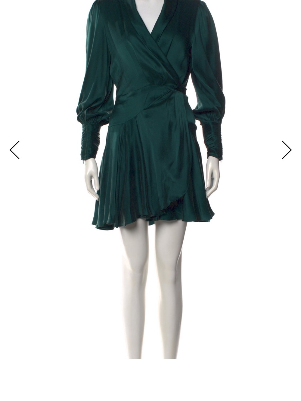 Zimmermann Emerald Green Long Sleeve Wrap Mini Dress